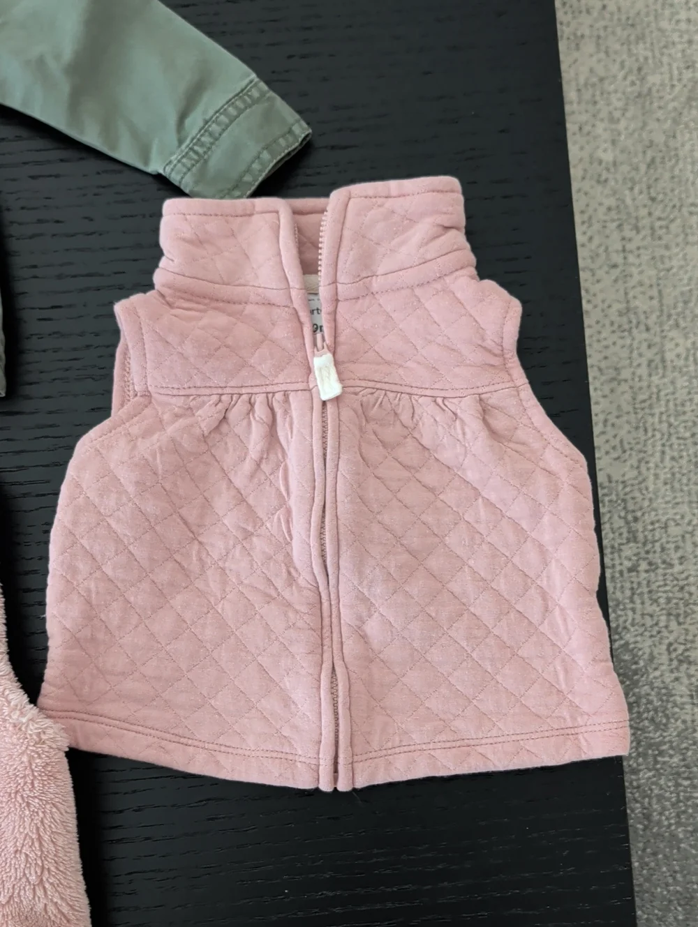 Lot 4 Olive Green Utility Jacket Faux Fur Vest Pink 9 / 12 Months Girl Pink